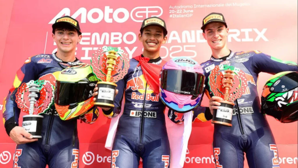 Veda Ega Pratama Menang Dramatis di Red Bull Rookies Cup 2025 di Sirkuit Mugello